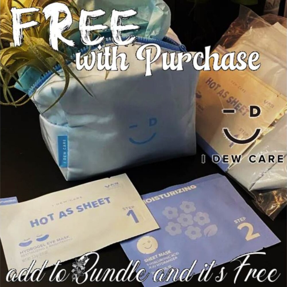 FREE with Purchase I Dew Care Makeup Pouch & Hot as Sheet Mask